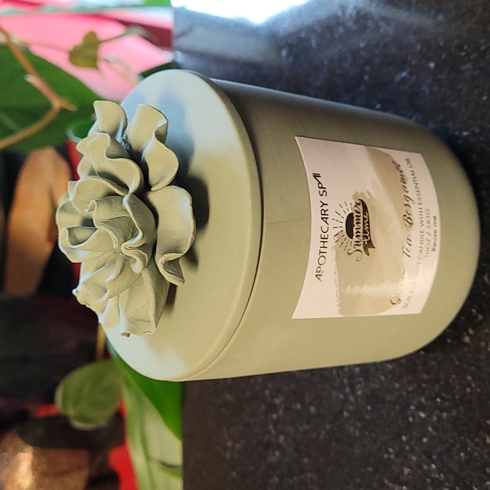 Green Tea Bergamont Scented Candle Jar